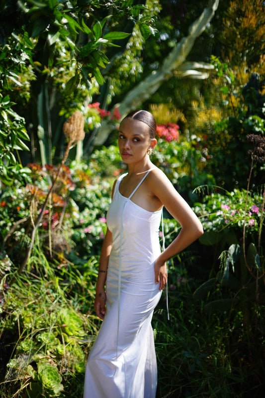 One Shoulder dress in wet white