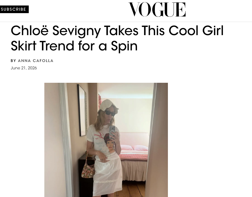Vogue feature on Chloe Sevigny in the Dawn Sharp Little House Petal Bonet